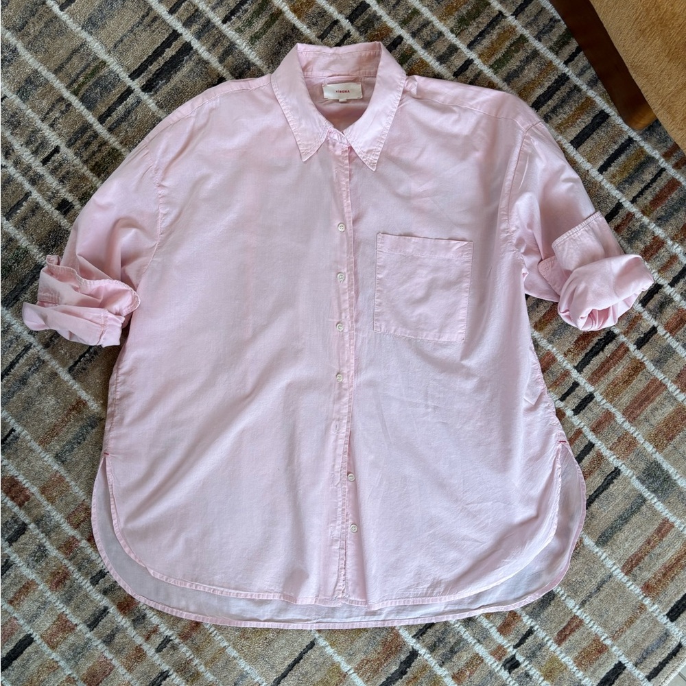 EXTRA PICS DO NOT BUY Xirena Oversized One Pocket Cotton Button Down In Pink